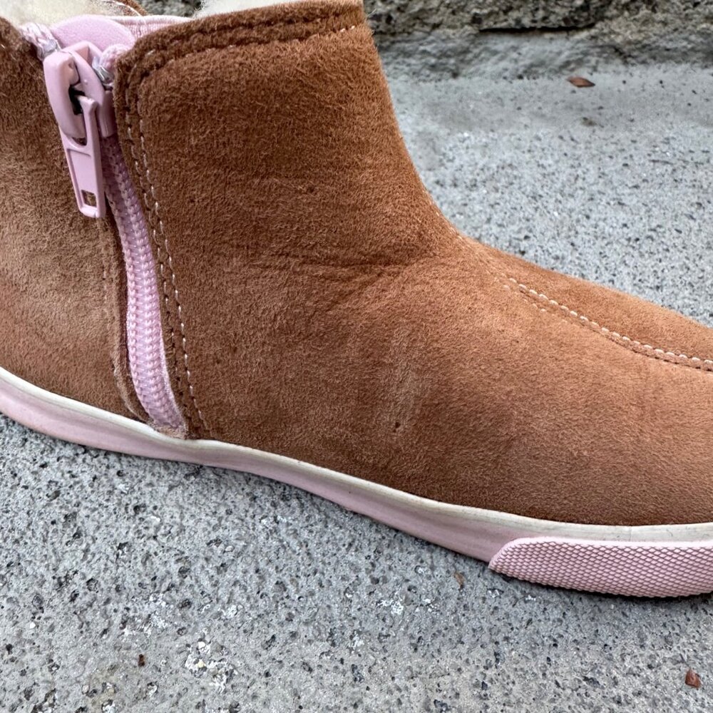 SEE KAI RUN Kassidy Shearling Boots Girls 12 Brown Zip Winter Boot Elastic Sides - Picture 6 of 11